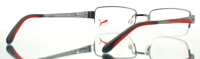 PUMA PU15406 GR Grey Boys Kids Rectangle Half Rim Eyeglasses 48-17-135 B:27 gallery