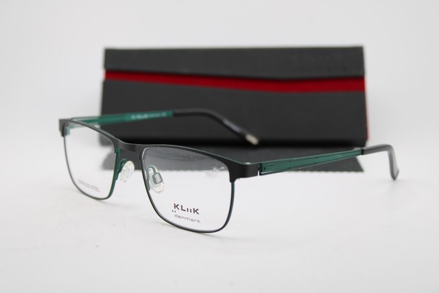 NEW KLIIK DENMARK 732 M200 BLACK GREEN GUNMETAL AUTHENTIC EYEGLASSES 49-16