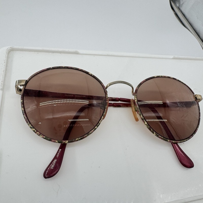 Vintage Oliver Winston Metro Round Eyeglass Frames Floral Red 55-21-145 gallery