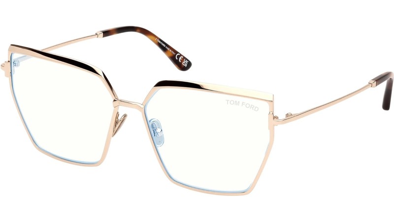 NEW TOM FORD FT5946-B 028 SHINY ROSE GOLD/CLEAR BLUE LIGHT BLOCK 57MM AUTHENTIC