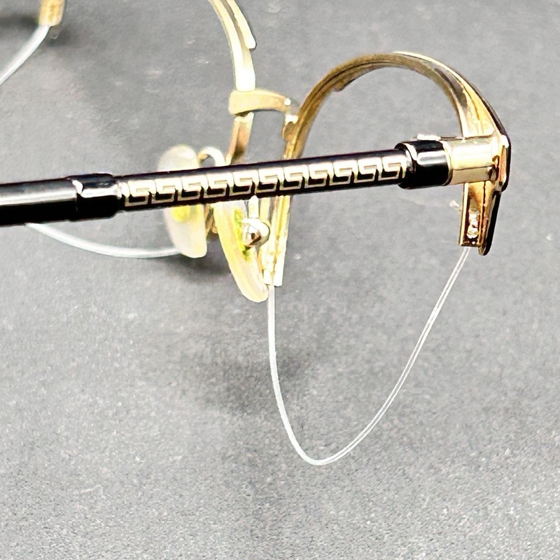 Versace 1247 1252 Half-Rim Eyeglasses Frame Black Gold 52-17-140 Italy Used gallery