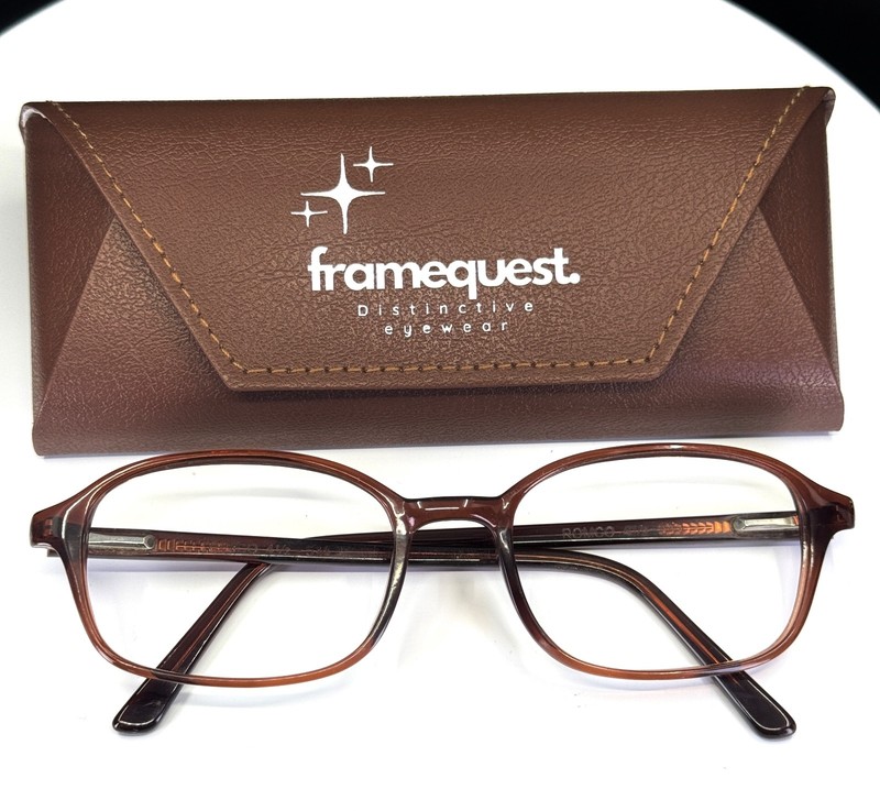 VTG ROMCO 4 1/2 – 5 3/4 Brown Unisex Square Full Rim Eyeglasses FRAMES ONLY