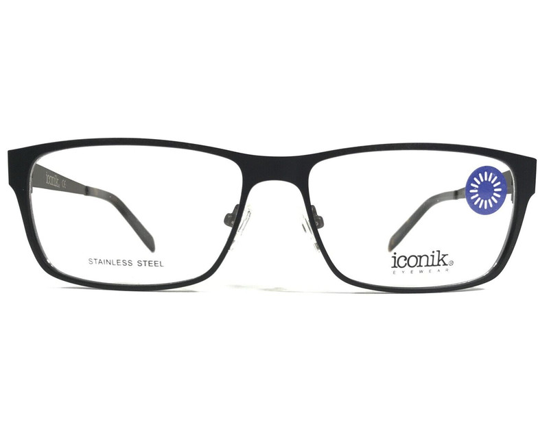 Iconik Eyeglasses Frames Hudson C01 Black Square Full Rim 57-16-145