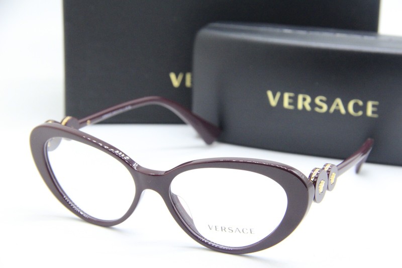 NEW VERSACE MOD. 3331-U 5382 PURPLE GOLD AUTHENTIC EYEGLASSES W/CASE 55-16