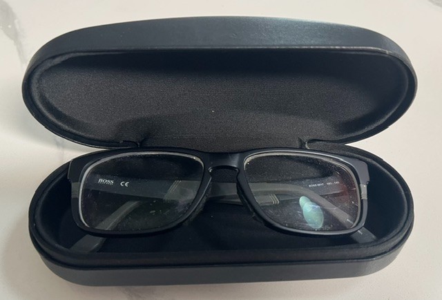 Hugo Boss Men 0917 Matte Black Gray eyeglasses with Black case gallery