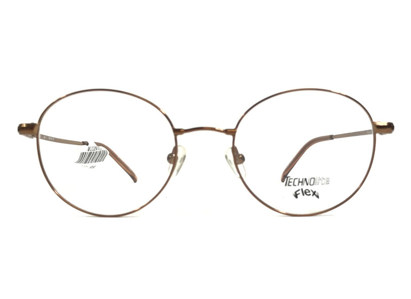 Technolite Flex Eyeglasses Frames TLF602 BR Brown Round Wire Rim 48-19-140