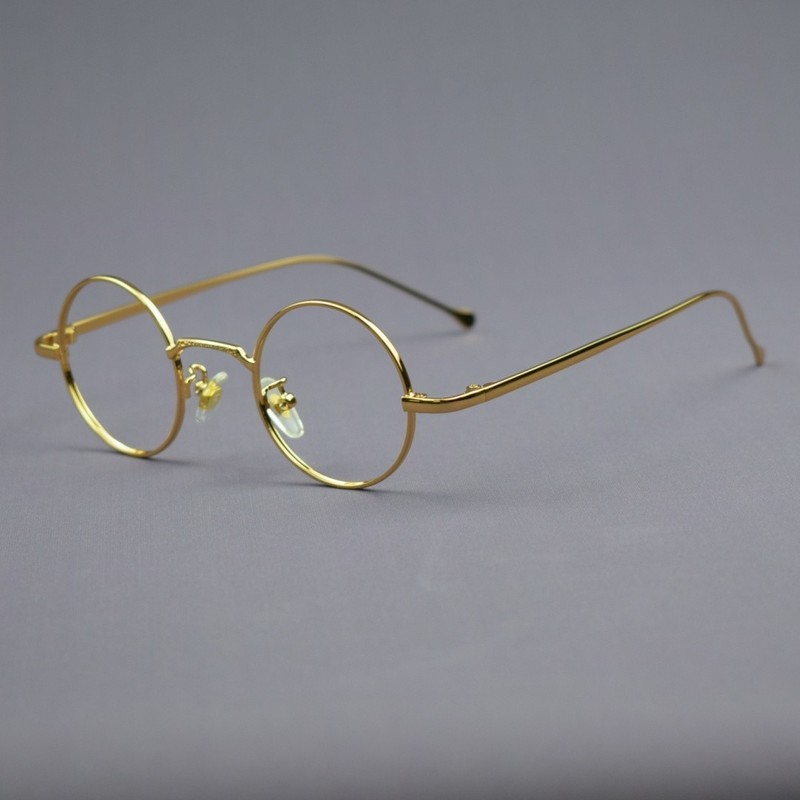 Vintage Round 40mm Gold Eyeglasses Frames Mens Women Glasses Full Rim Retro gallery