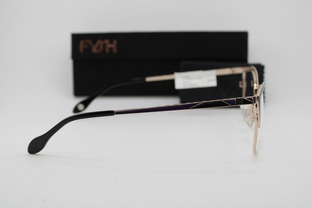 NEW FYSH 3728 S200 BLACK GOLD PURPLE GUNMETAL AUTHENTIC EYEGLASSES 54-17 gallery