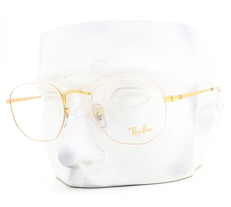 Ray-Ban Eyeglasses RB 6448 3104 Glasses Shiny White on Gold 48mm with Case
