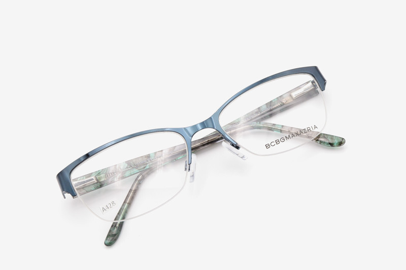 BCBGMAXAZRIA KANA Shiny Dark Teal 53-17-135 Half Rim Frames Flex Hinges A428