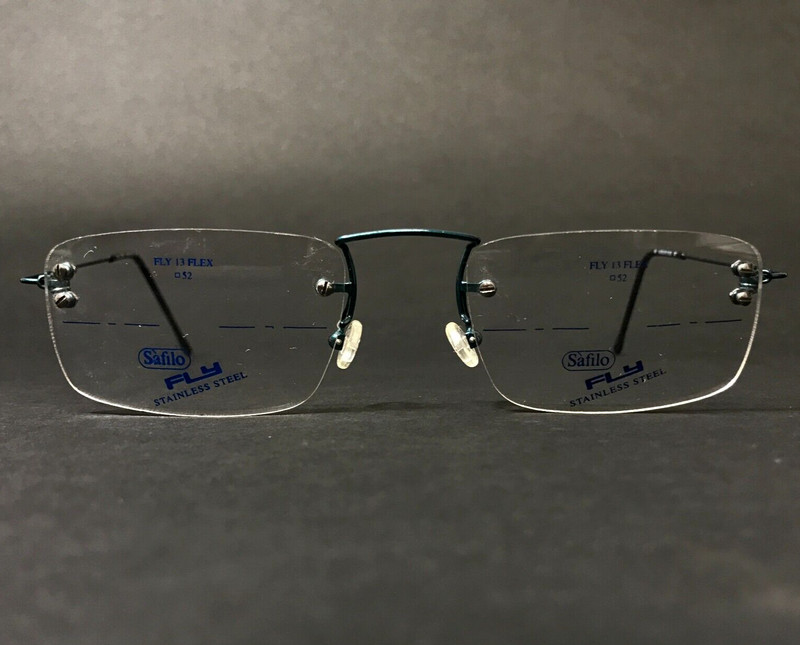 Safilo Eyeglasses Frames FLY FLEX 7BT Blue Rectangular Rimless 50-20-145