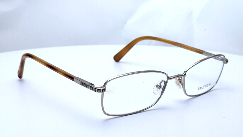 Valentino V2108 718 Light Gold Rectangle Unisex Eyeglasses 52mm