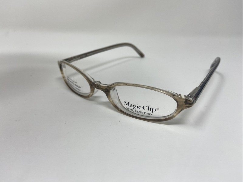 Magic Clip Eyeglasses Frame M268 CML 47-17-140 Brown Oval Plastic O199 gallery