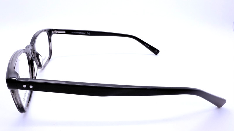 BANANA REPUBLIC BR 108 XOW RECTANGLE EYEGLASS FRAMES BLK/GRY HORN 53-18-145 NEW gallery