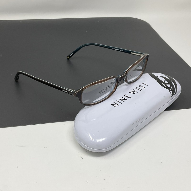 NEW NINE WEST NW 301 1J5 BROWN WHITE TEAL AUTHENTIC DESIGNER EYEGLASSES 49-16