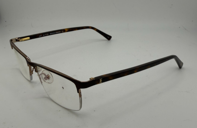 HELIUM EYEGLASSES FRAMES ONLY 4347 BROWN TORT HALF RIM 52-17-140