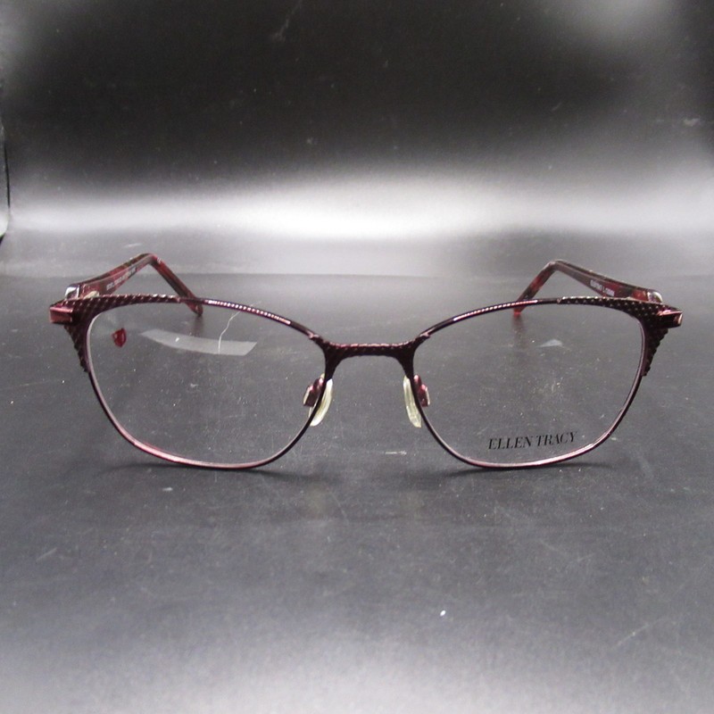 Ellen Tracy Amsterdam Wine Burgundy Metal Eyeglass Frames 50-16-130 Women’s Cat
