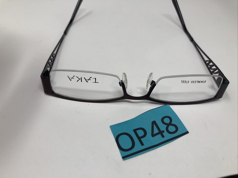 TAKA EYEGLASSES FRAME T2649 50/17/135 BURGUNDY BLACK HALF RIMLESS HALF RIM OP48 gallery