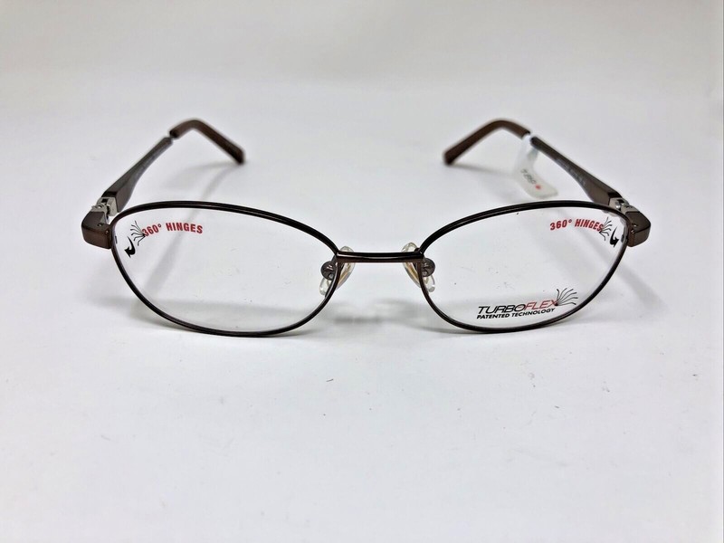 TURBOFLEX EYEGLASSES FRAME MOD EC365 46-16-125 360 hinges BROWN METAL 3206