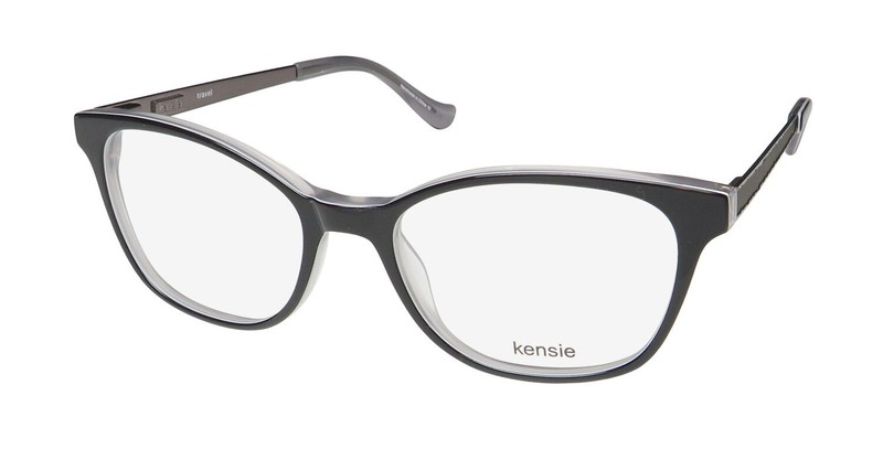 NEW KENSIE TRAVEL EYEGLASSES BK CAT EYE WOMENS 51-17-135 PLASTIC BLACK FULL-RIM