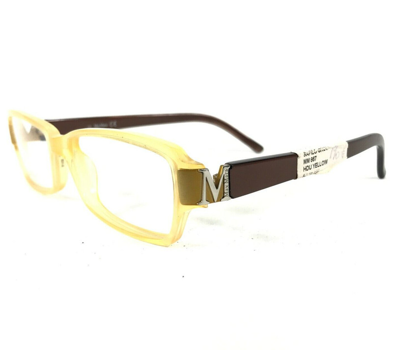 Max Mara Eyeglasses Frames MM867 HDU Brown Yellow Rectangular Cat Eye 52-16-135