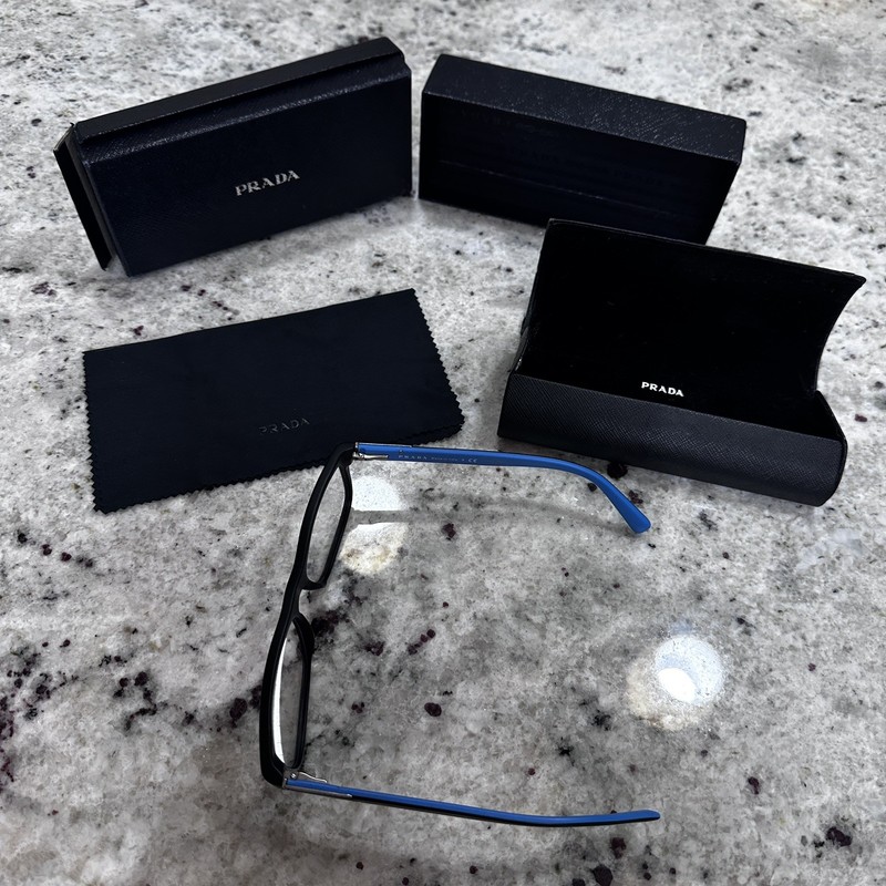 Prada Eyeglasses VPR 07P Matte Black/ Blue gallery