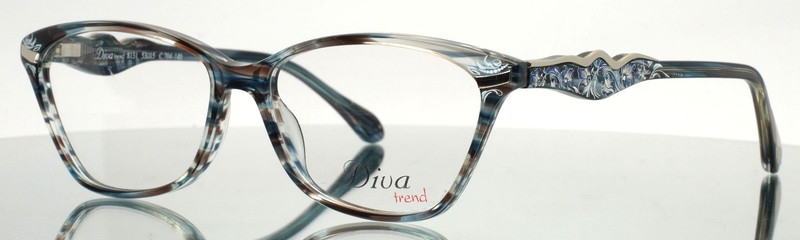 DIVA TREND 8131 C.704 Brown Blue Silver Womens Cat Eye Eyeglasses 53-15-140 B