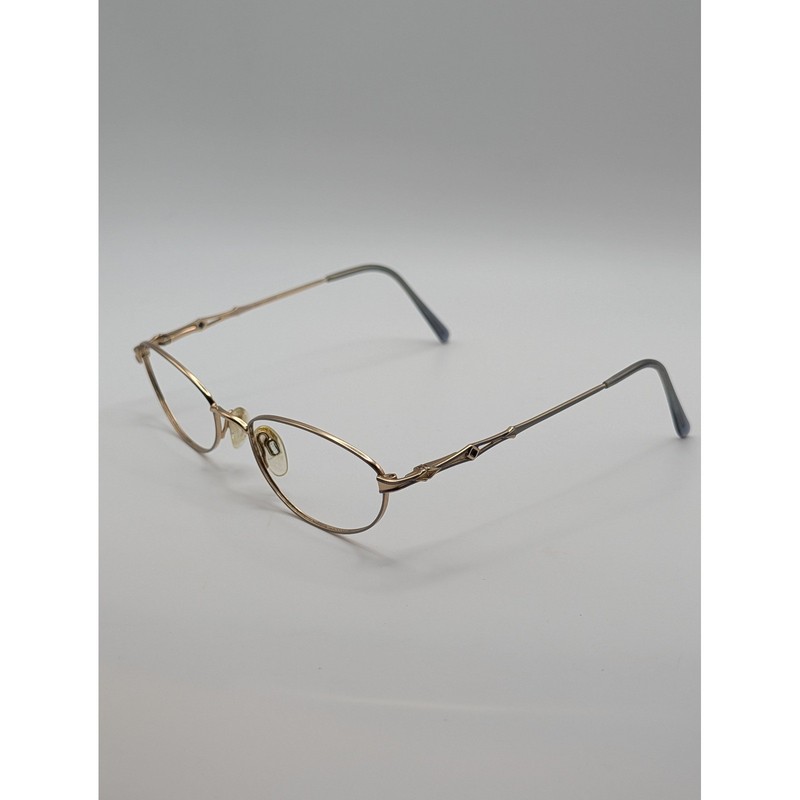 Aristar 6851 Oval Eyeglass Frames Only Gold Tone Blue Accent 49-18-135