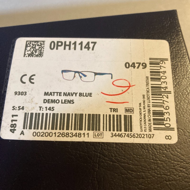 IOB Polo By Ralph Lauren Men's PH1147 9303 Navy Blue Matte Rectangle Eyeglasses gallery