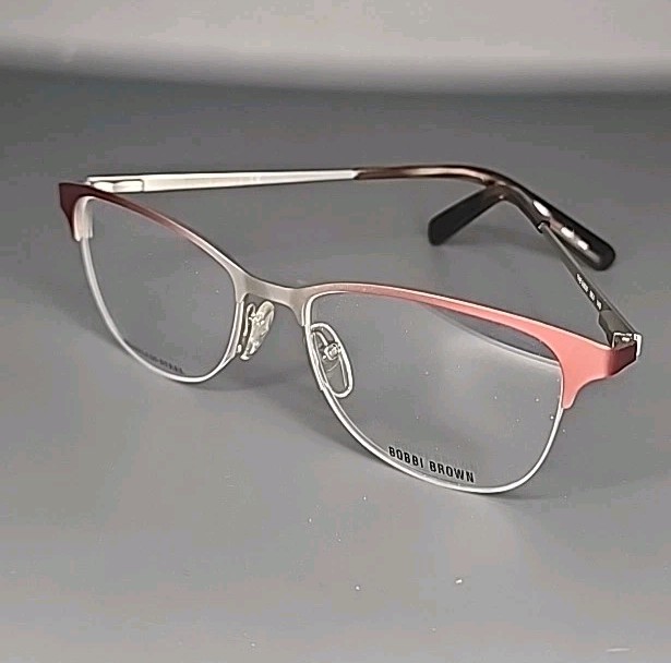 Bobbi Brown THE LULU 8KJ Red/ Silver Stainless Steel Eyeglass Frame 50/17/140