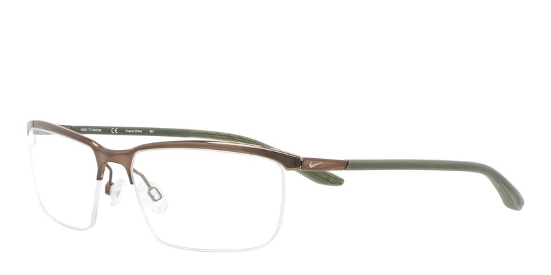New NIKE 6071 210 Satin Walnut/Cargo Khaki TITANIUM Eyeglasses 59mm