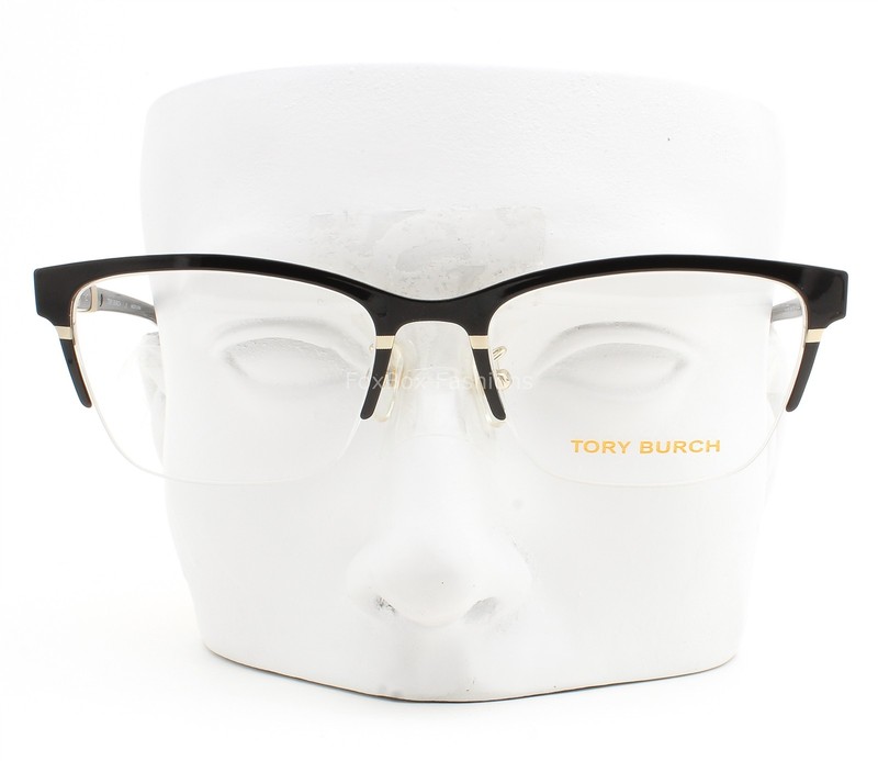Tory Burch Eyeglasses TY 1069 3304 Glasses Shiny Black on Gold 53mm with Pouch gallery