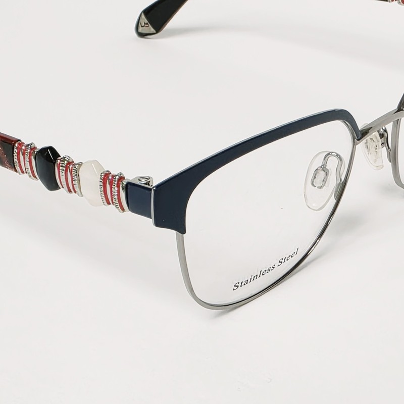 La Matta LM3270 Women's Glasses in Blue / Silver w/ Red-Gold Glitter | 51mm gallery