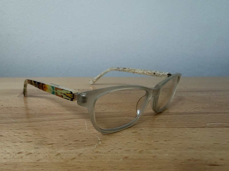 Kensie SMITTEN Plastic Eyeglass Frames Neutral Clear Gray Mulitcolor Temples