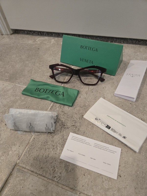 Bottega Veneta BV1184O 003 Burgundy Wine Cat Eye Eyeglasses Frames Gold New