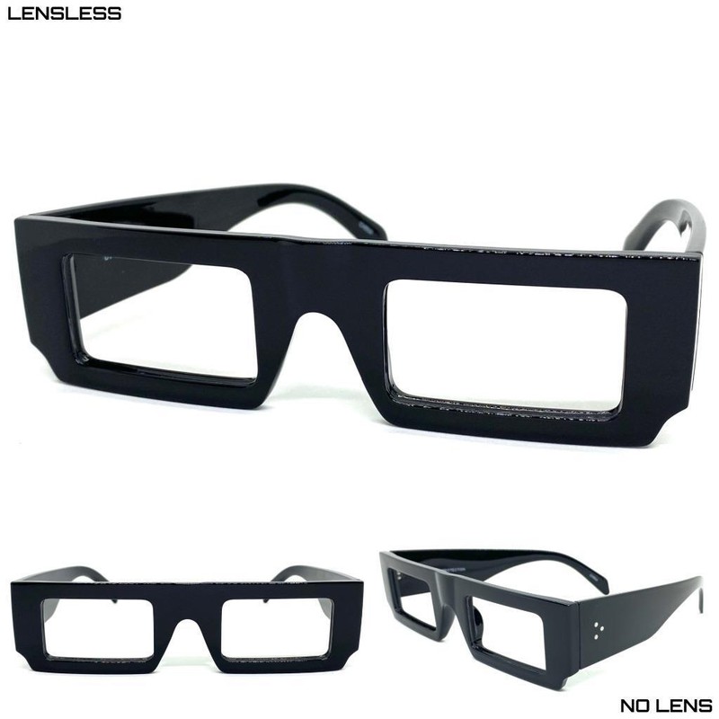 Classic Vintage Retro Style Thick Black Lensless Eye Glasses Frame Only NO Lens