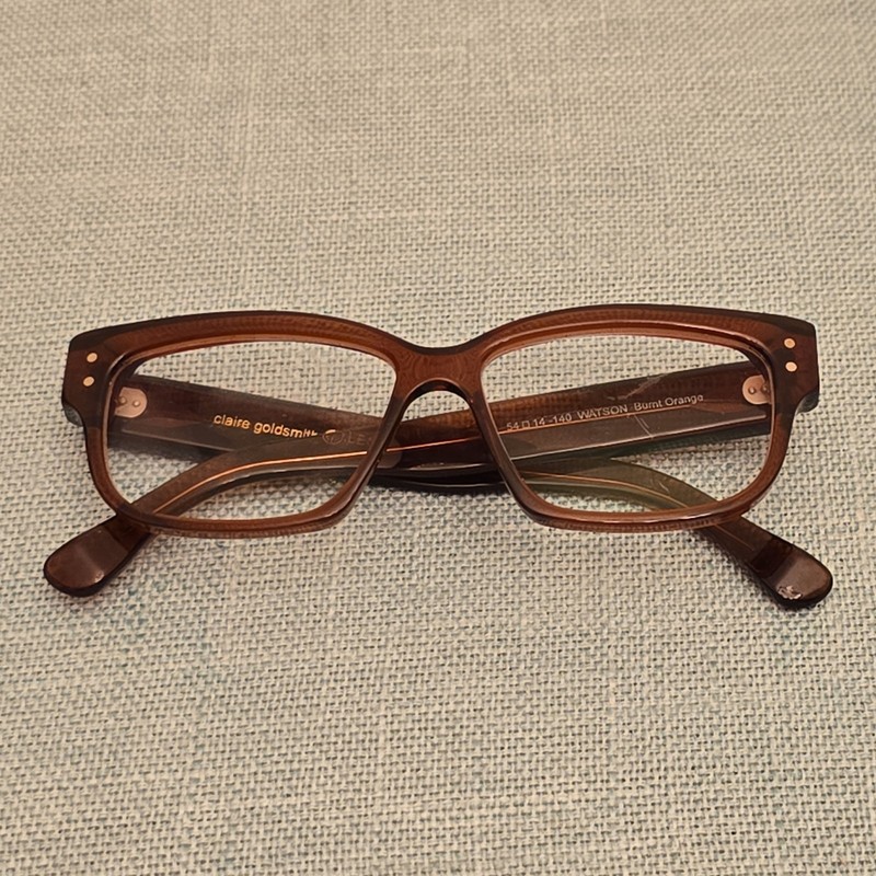Authentic Claire Goldsmith WATSON Burnt Orange 54mm. Black Frames Glasses Italy