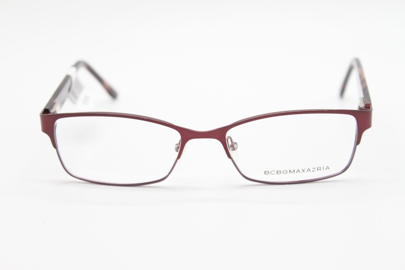 NEW BCBGMAXAZRIA BRYNN WINE DARK RED RECTANGULAR AUTHENTIC EYEGLASSES 54-17 gallery