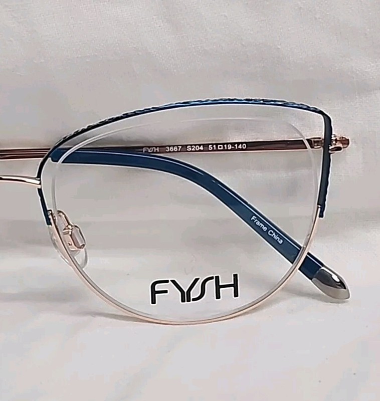 FYSH 3667 Teal / Rose Gold Titanium Half Rim Eyeglass Frame 51/19/140 gallery