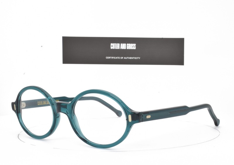 Cutler and Gross Eyeglasses Clear Turquois Green Round 1024 PET 49-20-145 w CASE