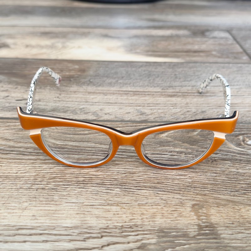 Womens Orange White Black Marbled Eyeglasses Frames 51-19-143 gallery