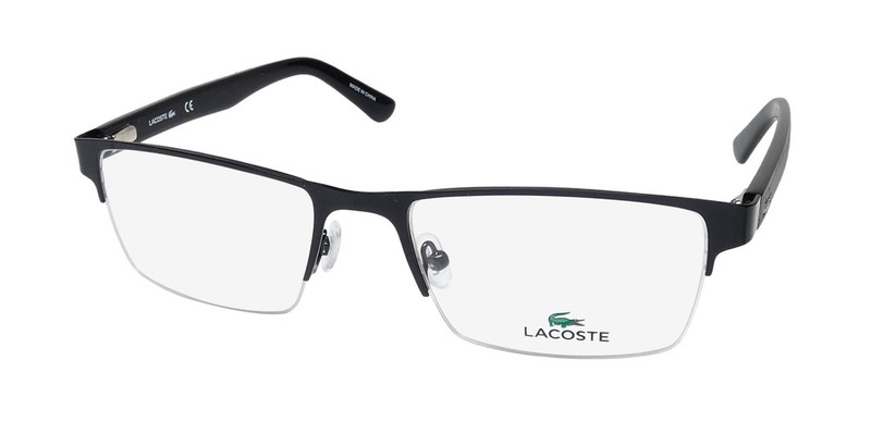 NEW LACOSTE L2237 EYEWEAR VIETNAM BLACK METAL & PLASTIC HALF-RIM 002 RECTANGULAR
