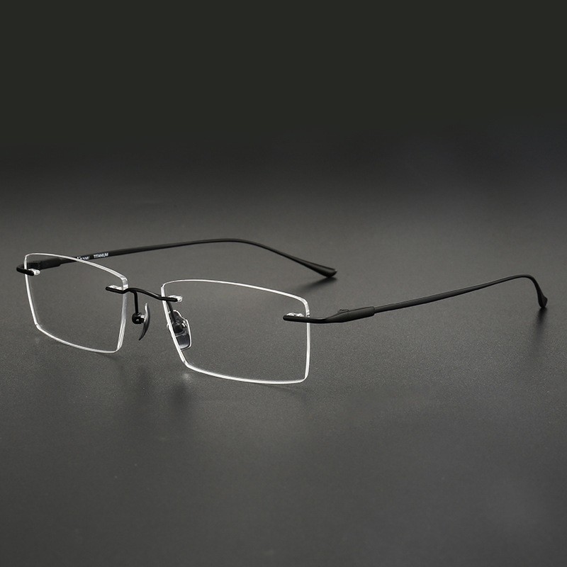 Ultralight Titanium Eyeglass Frame Rimless Square Glasses Business Spectacles