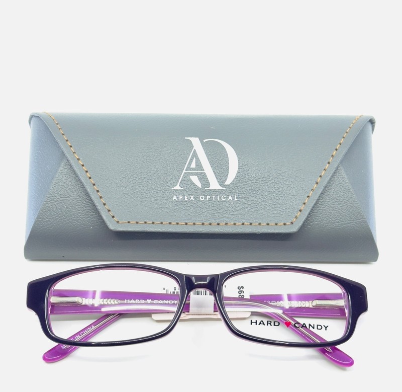 HARD CANDY HC04 DPUR Purple Womens Rectangle Full Rim Eyeglasses 53-16-135 B:30