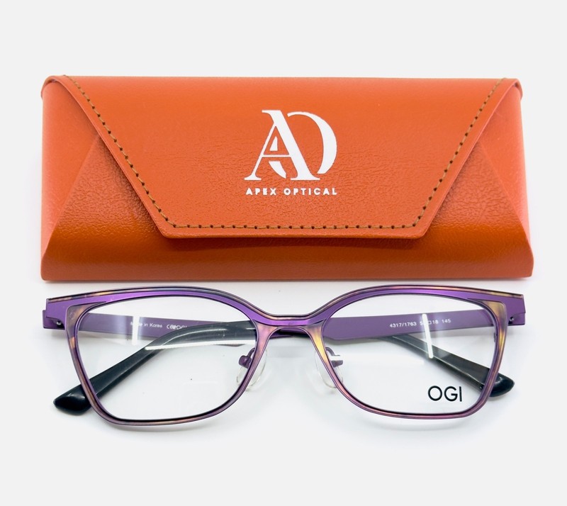 NEW OGI EVOLUTION 4317/1763 Purple Womens Semi Cat Eye Eyeglasses 53-18-145 B:37