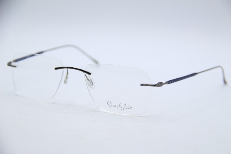 NEW SIMPLYLITE SL601 GUNMETAL BLUE AUTHENTIC DESIGNER EYEGLASSES 53-18