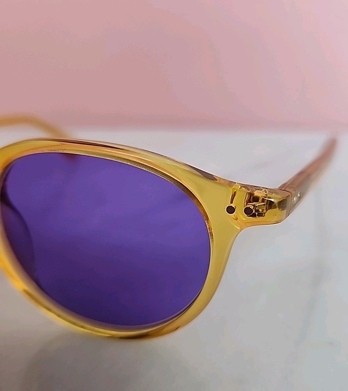 REVEL Handmade Eyeglass Frames Only 47-20-145 Amber Yellow Round Optical RX gallery