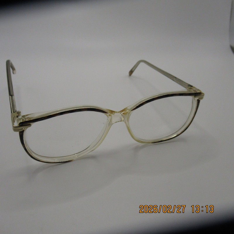 Vintage 1993 Cat Eye Eyeglass Frames Clear & Brown Tortoise COL.900350 56-16-140