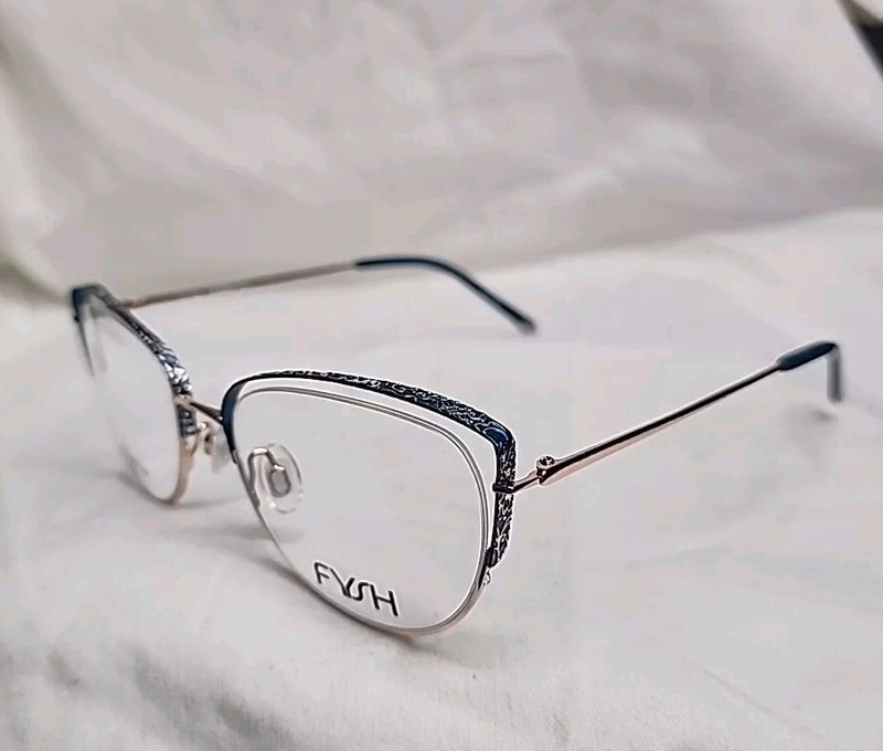 FYSH 3667 Teal / Rose Gold Titanium Half Rim Eyeglass Frame 51/19/140 gallery