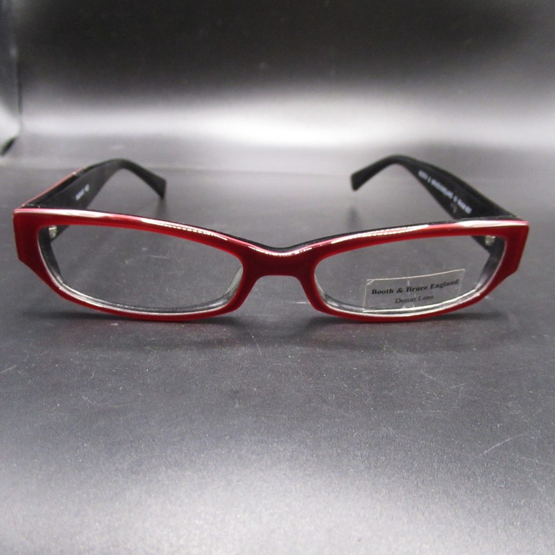 Booth & Bruce England Model 857 Radiant Red Black Rectangular Eyeglass Frames